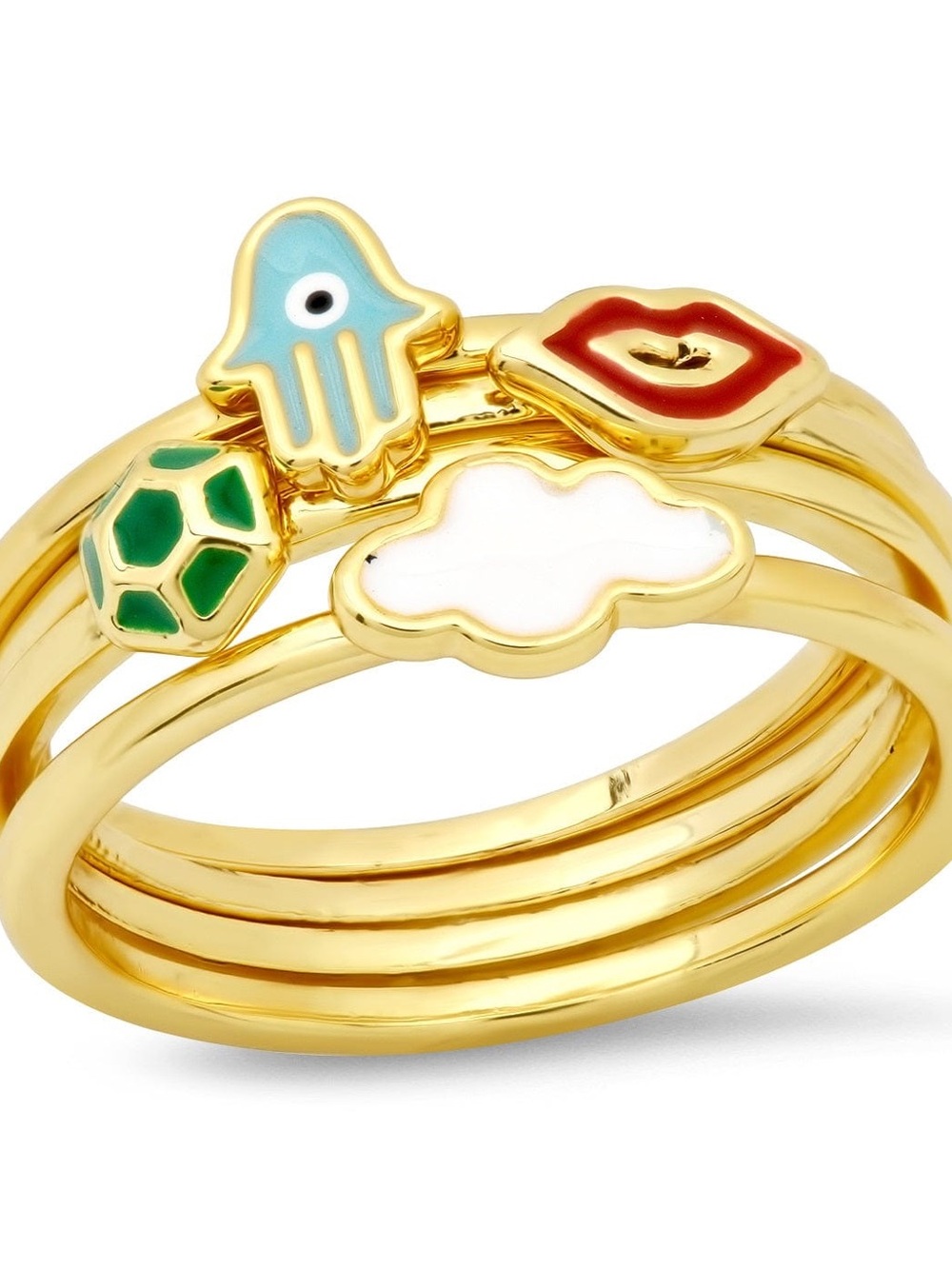 TAI Jewelry Whimsical Enamel Hamsa Ring Set Size 7